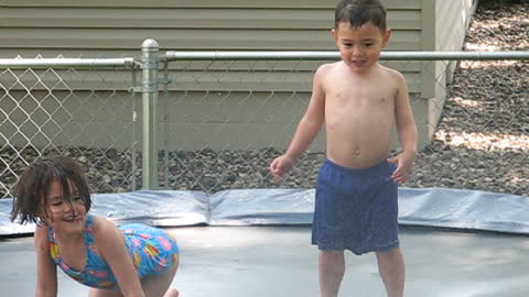 Kayla and KB Having Fun on the Water Trampoline