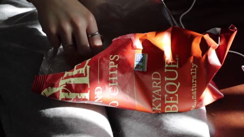 (ASMR) Eating potato chips.