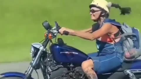 Granny on Heavy Motorbike