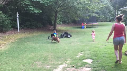 Kiddo Goes for a Ride on New Toy