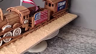 Gingerbread Trump Train and Stutue of Liberty