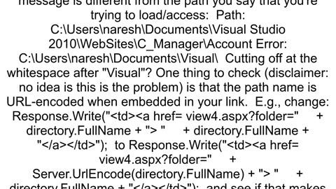 Could not find a part of the path while trying to retrieve a path in ASPNET