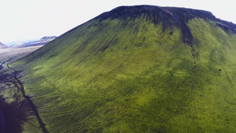 Amazing volcanic landscape in Iceland seen from drone