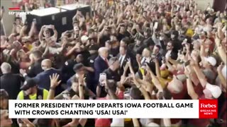 Crowd Chants, 'USA! USA!' As Trump Departs Iowa Football Game