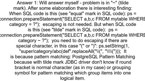 Round bracket in string with JDBC prepared statement