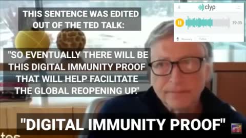 Bill Gates in Ted Talk announcing digital immunity proof