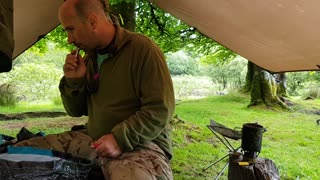 Under the tarp. Riverside. Wildcamping. Dartmoor