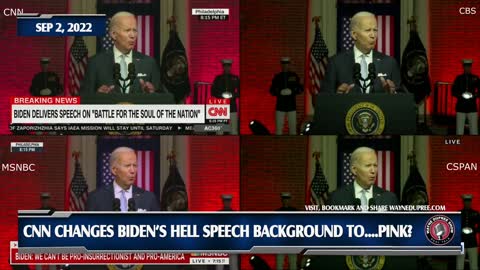 CNN Allegedly Caught Changing Biden's Red Backdrop To....PINK?