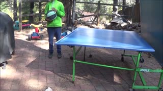 Basketball bounces bottle into junk