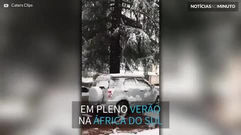 Neve cai em pleno verão na África do Sul