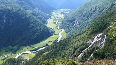 river through the gorge in morkidsdalen park skjolden norway