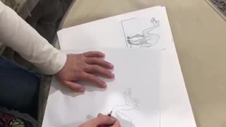 Cute baby girl free hand drawing