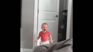 Annoyed Cat Ambushes Adorable Baby Playing A Peekaboo Game