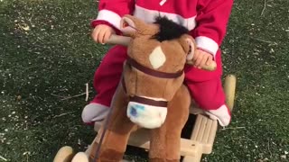 Little rider saddled pony