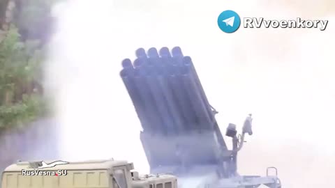 Ukraine War - The fire of the Russian MLRS "Hurricane" on the cluster of Bandera