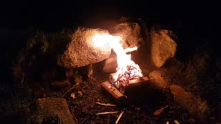 Small cabin campfire.