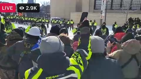 Standoff Between Ottawa Protesters and Riot Police