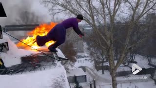 Flaming jump from 5 story building