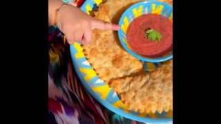 Preparation of Cheburek in Uzbek