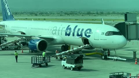 Air blue and emirates airlines aeroplanes