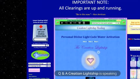 Creation Lightship Healings: Water Charging & Object Activations