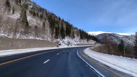 Driving through the Rocky Mountains in Colorado