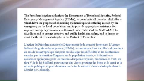 Le président Donald J. Trump approuve la déclaration d'urgence du district de Columbia