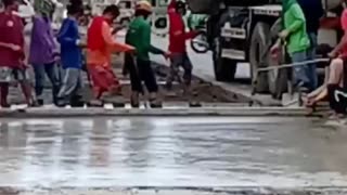 Pouring cement in the Philippines