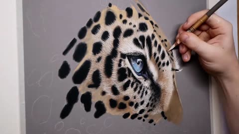 Realistic Paster Art - Speed Drawing Leopard