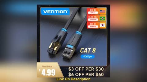 Discount Vention Cat8 Ethernet Cable STTP 40Gbps 2000