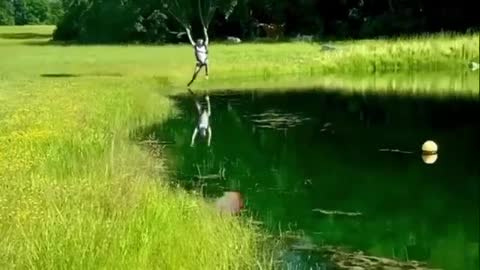 Man doing stunts with parachute like a boss
