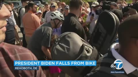 Biden falls while getting off bike after beach ride near his Delaware home