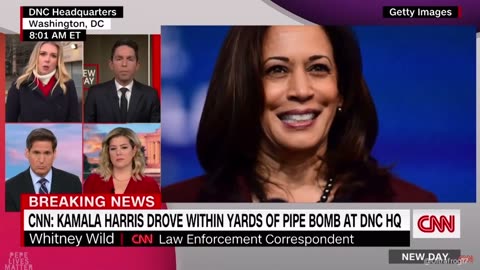 Kamala Harris sitting nonchalantly yards from known Pipe Bomb