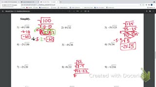 Simplifying Square roots