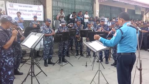 Nepalese police band perform Gangnam Style