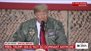 President Donald Trump thanks troops for eliminating ISIS