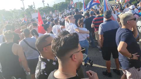 Miami Cubans showing Support for Cubans In Cuba Protesting