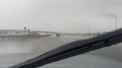 Flooding over I-10 east of Palm Springs, CA. LIVE stream of Tropical Storm Hilary
