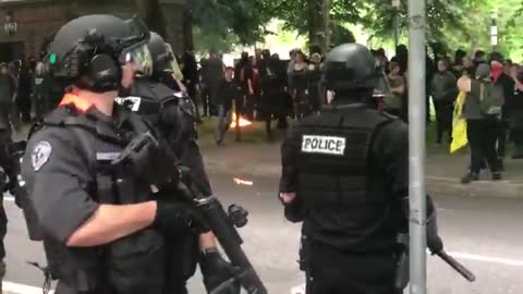 Antifa burns American flags as protesters clash in Portland