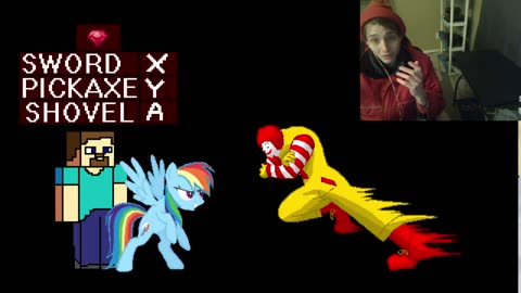 Steve From Minecraft And Rainbow Dash VS Ronald McDonald In An Epic Battle In The MUGEN Video Game