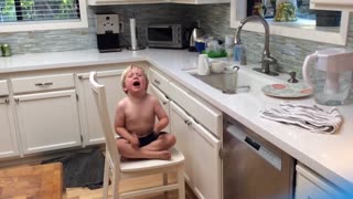 Little Boy Cries Because There Are No More Dishes To Wash