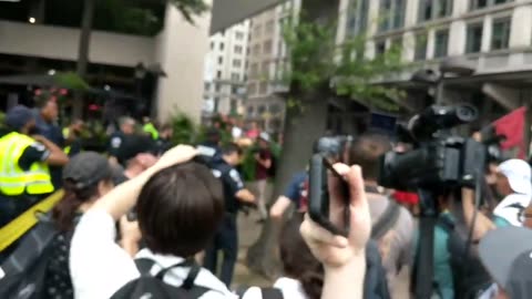 July 6 2019 DC 1.9 Antifa tried to rush to the nearby #DemandFreeSpeech but were stopped by police.