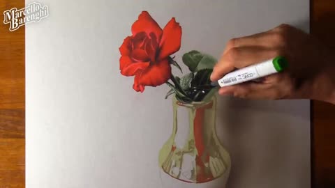 Use The Mark Pen To Draw The Leaves Of Roses