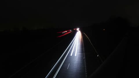 Crazy Time Lapse Video of Vehicle Lights Travelling At Night