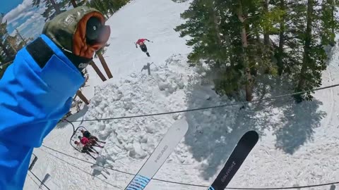 Skiers Jump Over A Chairlift!