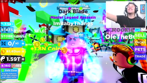 NOOB BABY THANOS WITH FULL TEAM OF LEGENDARY PETS!! GETS *MAX* RANK IN ROBLOX NINJA LEGENDS