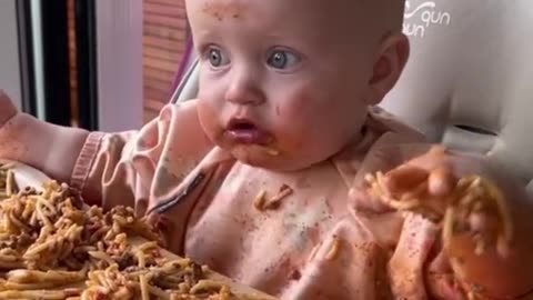 Cutest child video which eating food in a funny way.