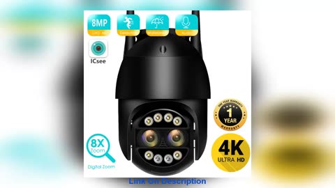 BESDER 8MP 4K PTZ IP Camera 8x Zoom Dual-Lens