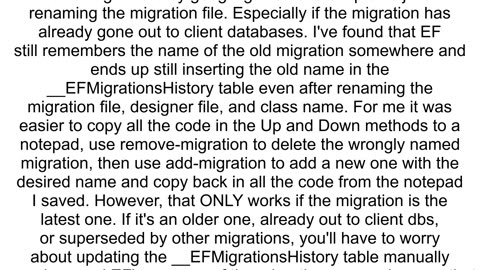 how to rename a migration in entity framework core