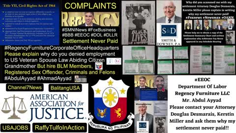 Better Bussiness Bureau Complaints / Regency Furniture LLC Victim Settlement Never Paid / Gov. Glenn Youngkin / Gov. Larry Hogan / President Duterte / President Marcos / President Trump / President Biden / Senator Raffy Tulfo / Dan Cox Maryland / USAJOBS